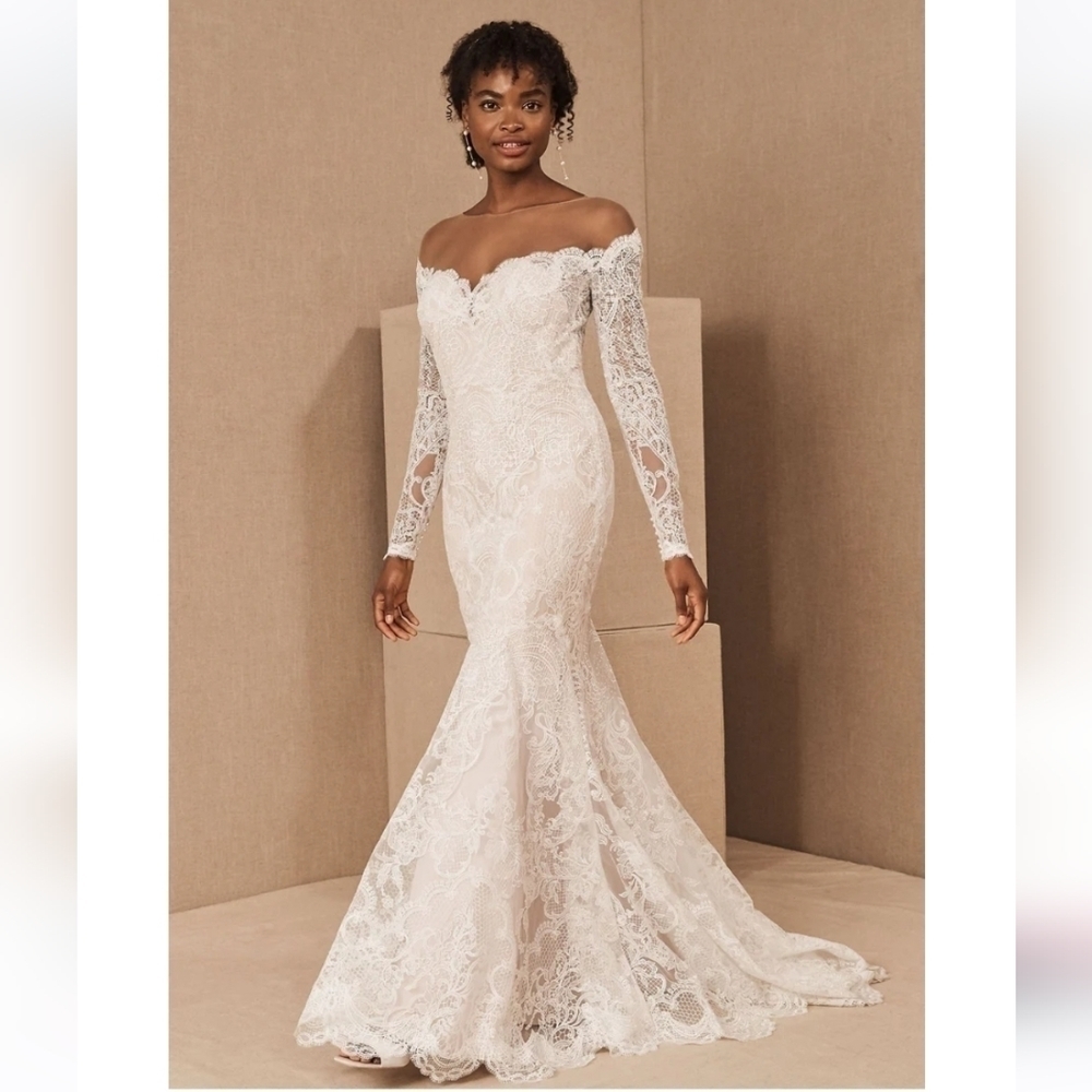 NWT Anthropologie BHLDN Watters Ula Blush lace sheet back wedding gown Sz 2 - Picture 2 of 16